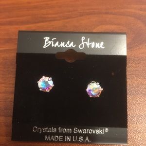 Swarovski Aurora Borealis and Silver Stud Earrings